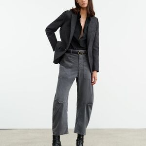 Nili Lotan Shon Pant  Bow Leg Carpenter Dark Gray 4 barrel